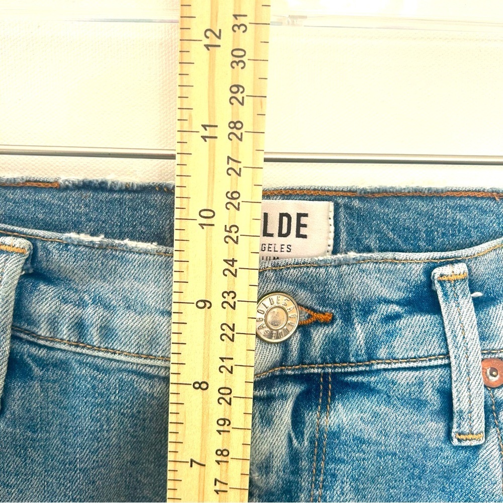 Agolde Sophie Denim Jeans High Rise Cropped Raw Hem Destruct Blue Womens Size 27 - Picture 14 of 16